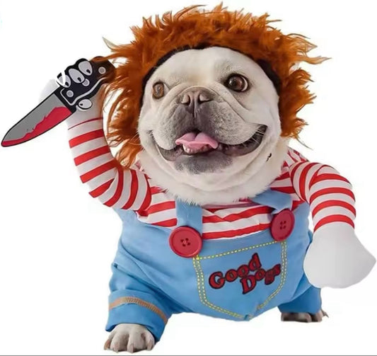 Chucky Dog Costume with Knife Wig Halloween