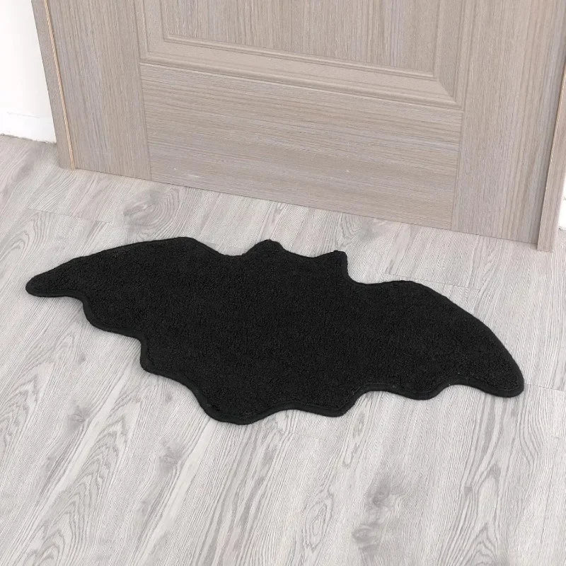 Black Spider Web Halloween Rug Bathroom