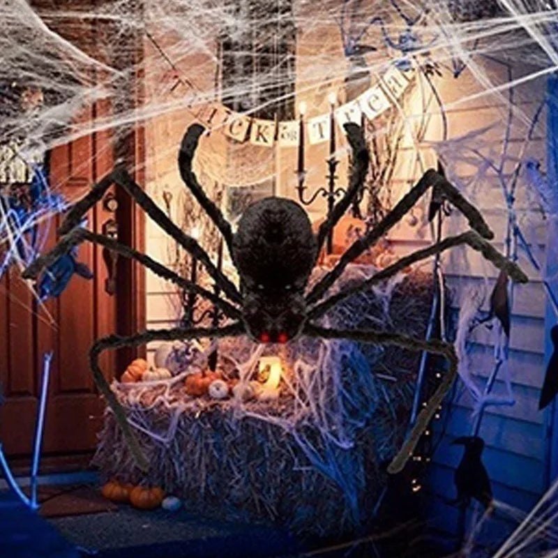 Halloween Giant Black Plush Spider Decoration