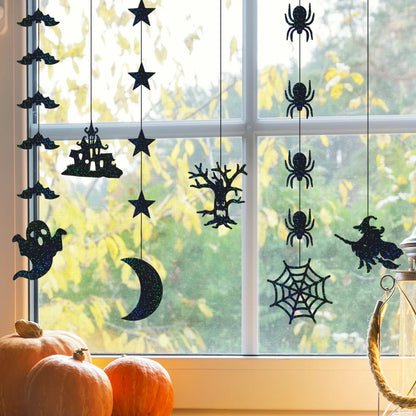 6pcs Halloween Hanging Banner Garland Scary Spider